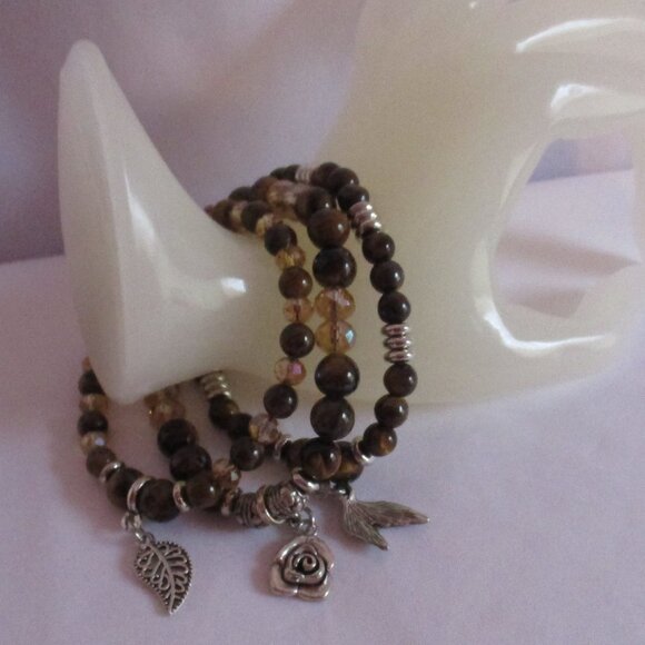 Bracelets Mixed Lot CHIOCO'S Metal Tan Wrap Snap and Tigers Eye Stretch - Picture 6 of 9